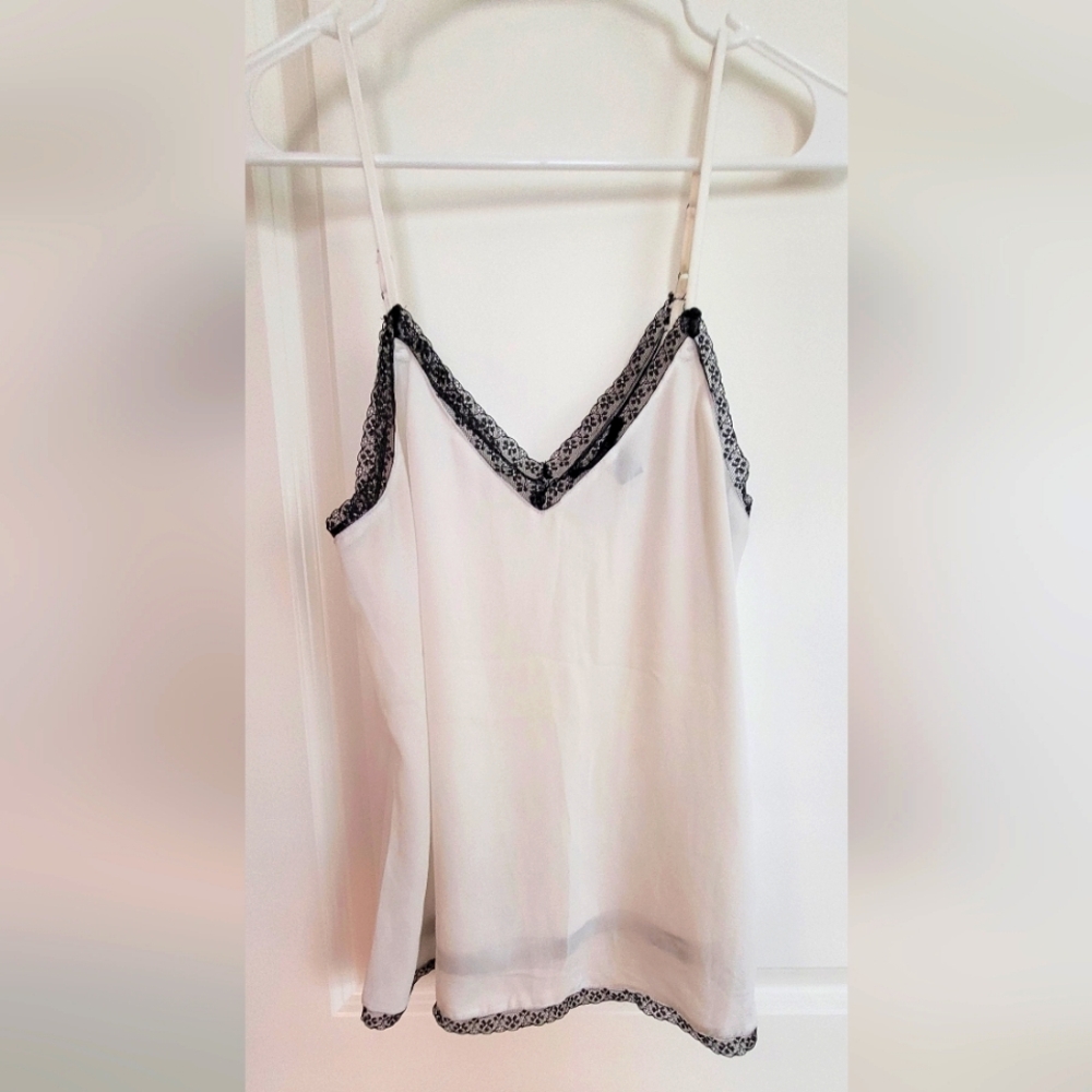Forever 21 Cream and Black Asymmetrical Embellished Camisole